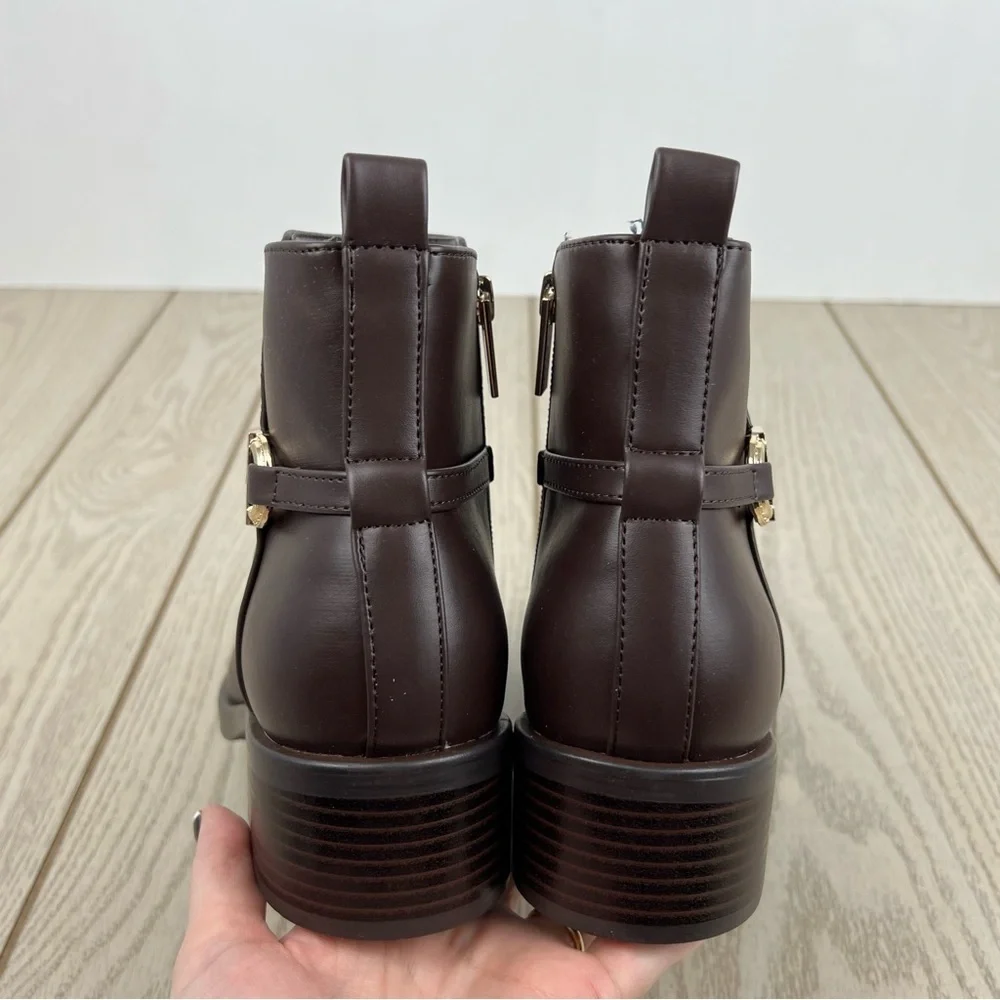 Tommy Hilfiger Women's Imiera Metal Logo Ankle Boots 7M Dark Brown $119 - Picture 6 of 8